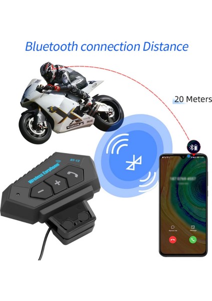 BT12 Kask Kulaklık Bluetooth Motosiklet Kulaklık Interkom Motorsiklet Kulaklık - MRK2736- 1749