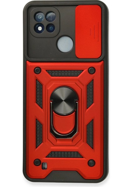 Realme C11 2021 Kılıf Pars Lens Yüzüklü Silikon - Kırmızı - JUL1039-4713