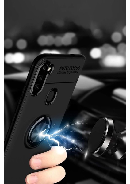 Samsung Galaxy A11 Kılıf Range Yüzüklü Silikon - Siyah-Gold - JUL1742-6176