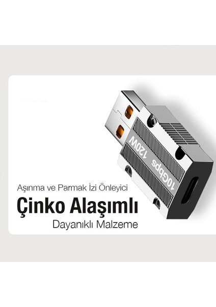 Ally Macbook iPad 120W 10GBPS Type-C To USB Otg Adaptör ÇEVIRICI-(1903) - JUL8288-1738