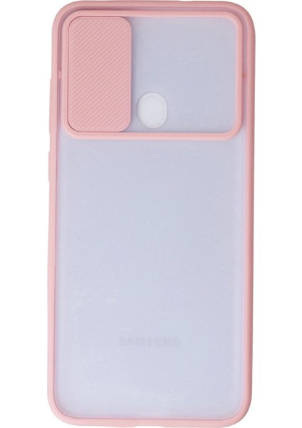 Samsung Galaxy A11 Kılıf Palm Buzlu Kamera Sürgülü Silikon - Pembe - JUL7035-8065