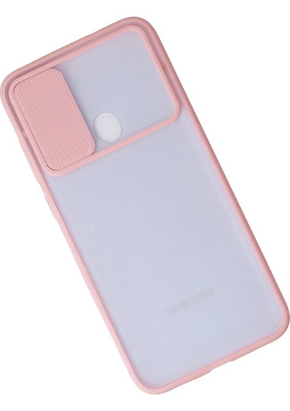 Samsung Galaxy A11 Kılıf Palm Buzlu Kamera Sürgülü Silikon - Pembe - JUL7035-8065