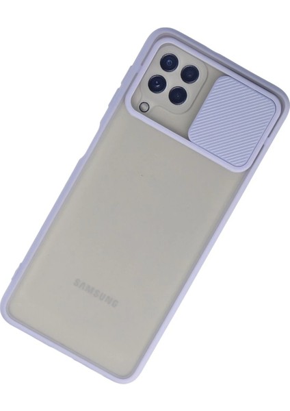 Samsung Galaxy A22 Kılıf Palm Buzlu Kamera Sürgülü Silikon - Lila - JUL9398-8171