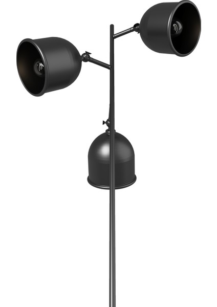 Flexart Modern 3 Başlıklı Siyah Metal Lambader