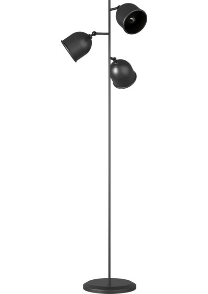 Flexart Modern 3 Başlıklı Siyah Metal Lambader