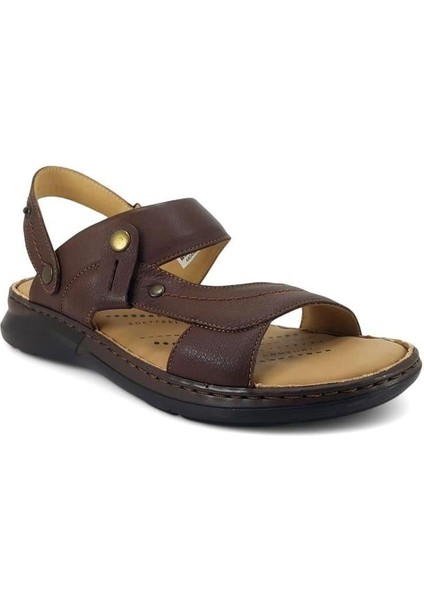 Ural Forelli Günlük Erkek Anatomik Deri Sandalet-Taba