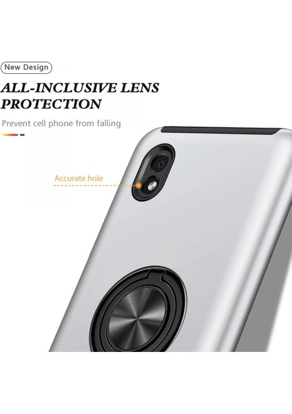 Samsung Galaxy A01 Core Kılıf Elit Yüzüklü Kapak - Gümüş - JUL6931-1584