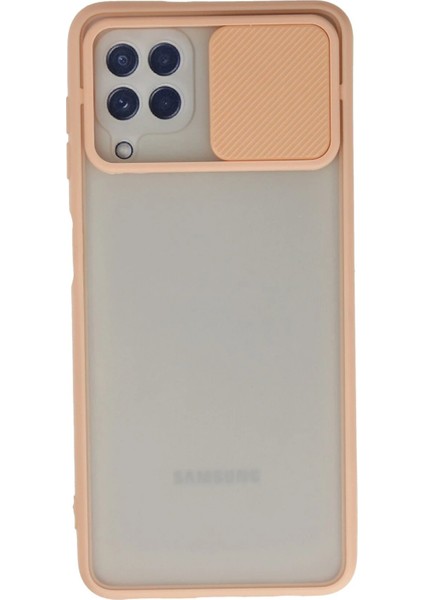 Samsung Galaxy A22 Kılıf Palm Buzlu Kamera Sürgülü Silikon - Pembe - JUL8510-8807
