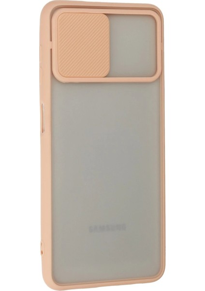 Samsung Galaxy A22 Kılıf Palm Buzlu Kamera Sürgülü Silikon - Pembe - JUL8510-8807
