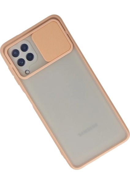 Samsung Galaxy A22 Kılıf Palm Buzlu Kamera Sürgülü Silikon - Pembe - JUL8510-8807