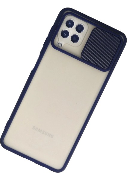 Samsung Galaxy A22 Kılıf Palm Buzlu Kamera Sürgülü Silikon - Lacivert - JUL9396-2413