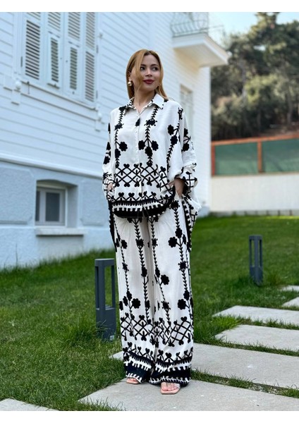 Etnik Desenli Oversize Salaş Takım - Gömlek & Pantolon 2'li Takım fiyatları