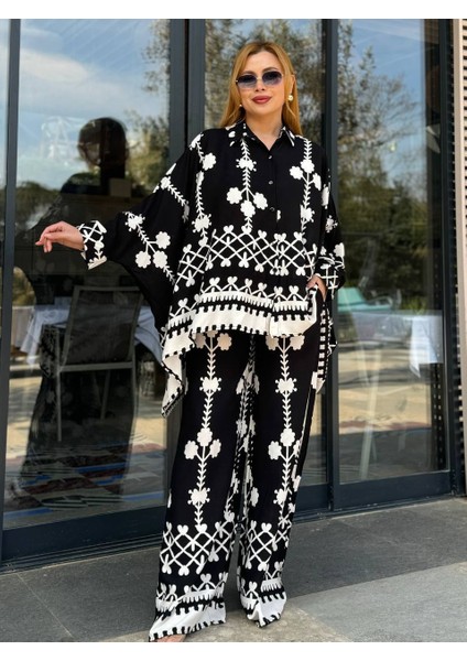 Etnik Desenli Oversize Salaş Takım - Gömlek & Pantolon 2'li Takım indirimleri