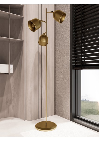 Flexart Modern 3 Başlıklı Siyah Metal Lambader