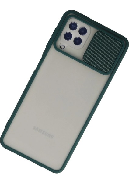 Samsung Galaxy A22 Kılıf Palm Buzlu Kamera Sürgülü Silikon - Yeşil - JUL2332-3831
