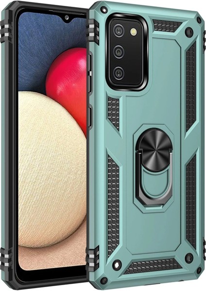 Samsung Galaxy A02S Kılıf Sofya Yüzüklü Silikon Kapak - Yeşil - JUL8416-9792