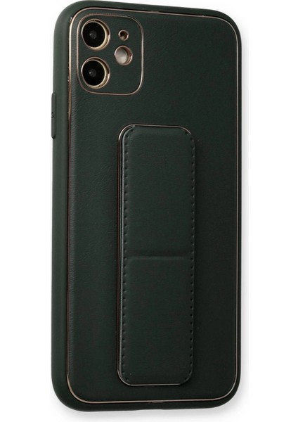 iPhone 12 Kılıf Coco Deri Standlı Kapak - Füme - JUL8031-1492