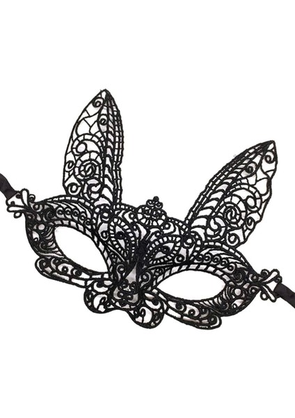 Siyah Dantel Kesim Balo Parti Maskesi 7 No modelleri