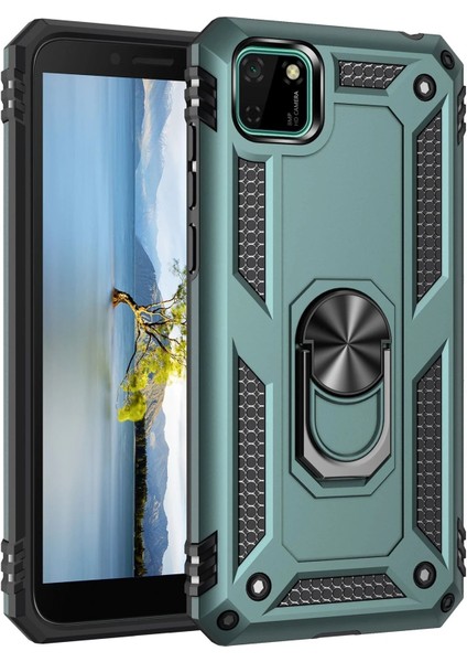 Huawei Y5P Kılıf Sofya Yüzüklü Silikon Kapak - Yeşil - JUL8610-5351