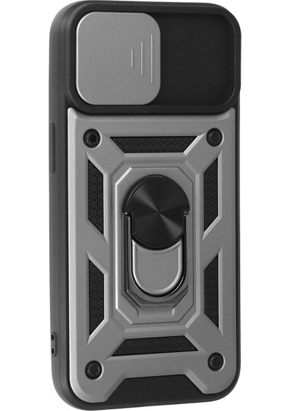 iPhone 15 Kılıf Pars Lens Yüzüklü Silikon - Gümüş - JUL3691-3717