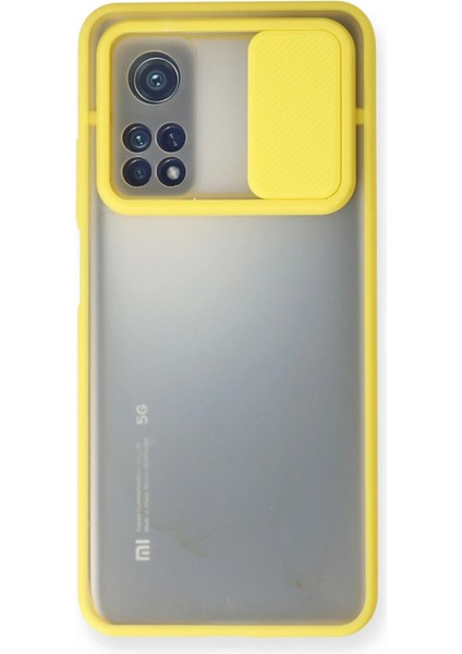Xiaomi Mi 10T Kılıf Palm Buzlu Kamera Sürgülü Silikon - Sarı - JUL5863-1136
