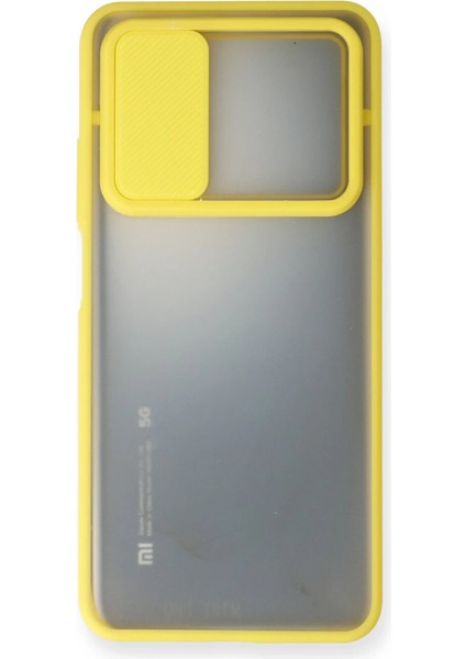 Xiaomi Mi 10T Kılıf Palm Buzlu Kamera Sürgülü Silikon - Sarı - JUL5863-1136