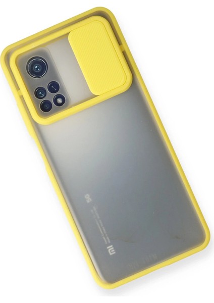 Xiaomi Mi 10T Kılıf Palm Buzlu Kamera Sürgülü Silikon - Sarı - JUL5863-1136
