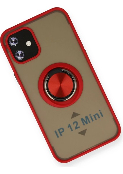 iPhone 12 Kılıf Montreal Yüzüklü Silikon Kapak - Kırmızı - JUL2523-3563 modelleri