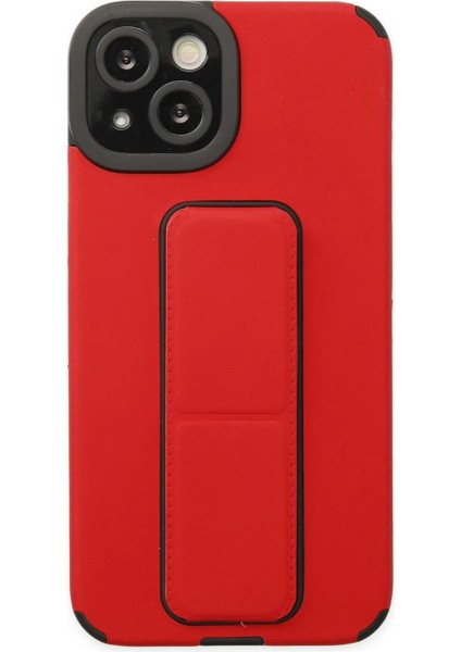 iPhone 14 Plus Kılıf Mega Standlı Silikon - Kırmızı - JUL8877-7433