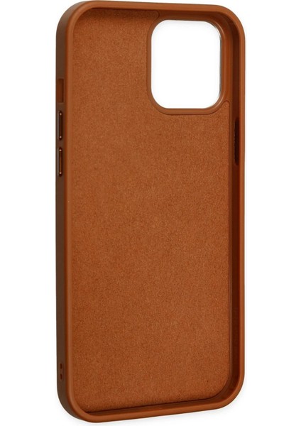 iPhone 12 Pro Max Kılıf Asya Deri Silikon - Kahverengi - JUL8014-1457