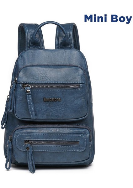 Mini Boy Yıkama Deri Kadın Sırt Çantası 21-K Barcelona 1929