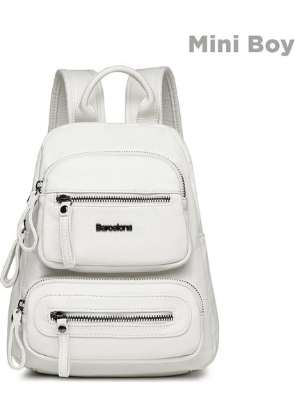 Mini Boy Yıkama Deri Kadın Sırt Çantası 21-K Barcelona 1929