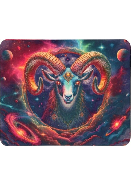 Koç Burcu Desenli Tip Kaymaz Taban Optik Bilgisayar Notebook Burçlar Mouse Pad Mauspad 17X 21 cm
