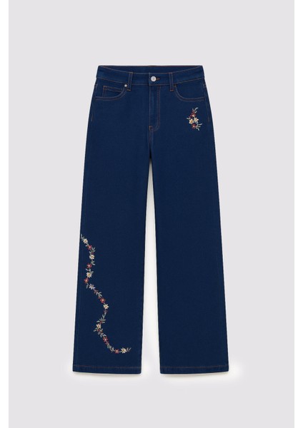 Nakışlı Denim Pantolon