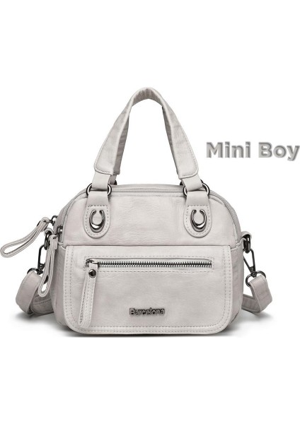 Mini Boy Yıkama Deri Elden Tutmalı Kadın Çantası 21-K Barcelona 1933