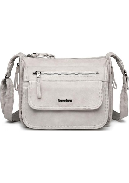 Yıkama Deri Postacı Askılı Kadın Çantası 21-K Barcelona 1934