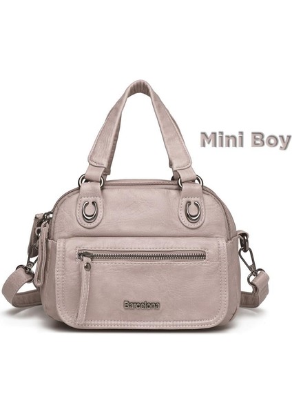 Mini Boy Yıkama Deri Elden Tutmalı Kadın Çantası 21-K Barcelona 1933