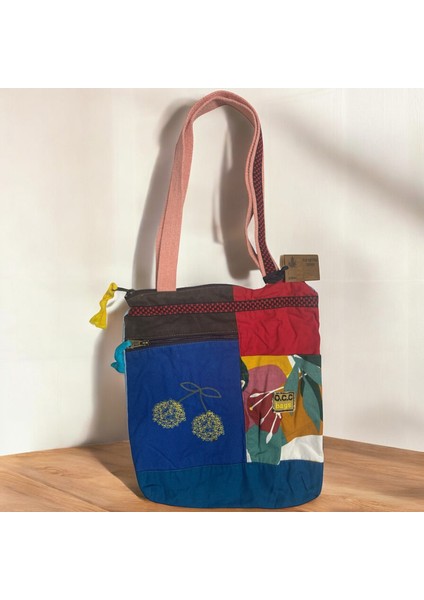 Vintage Renkli Etnik Orta Boy Plaj Günlük Kadın Kol Omuz Çantası 27CM x 33CM