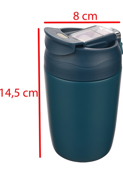 Nova Termos Kahve Bardak 350 Ml Paslanmaz Çelik Çift Bariyerli Seyahat Matarası Pipetli Mug