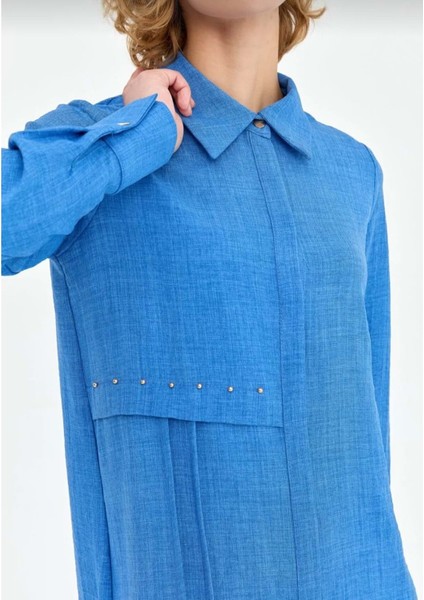 25Y2411275 Tunik Eco Kumaş Rahat Uzun Kurtarıcı - Esswaap - 25Y2411275 - Indigo - 44 modelleri