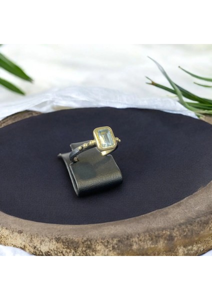 Akuamarin Kare Gümüş Yüzük