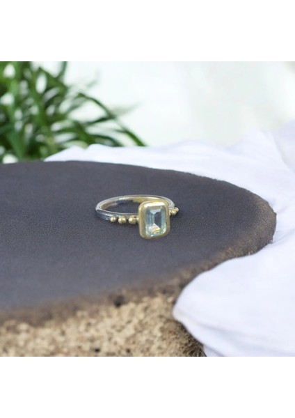 Akuamarin Kare Gümüş Yüzük modelleri