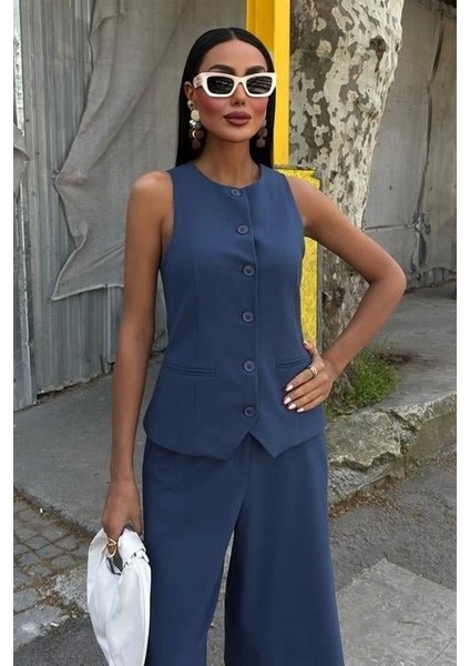 Midi Şortlu ve Yelekli Viscon Takım 10167 fiyatları