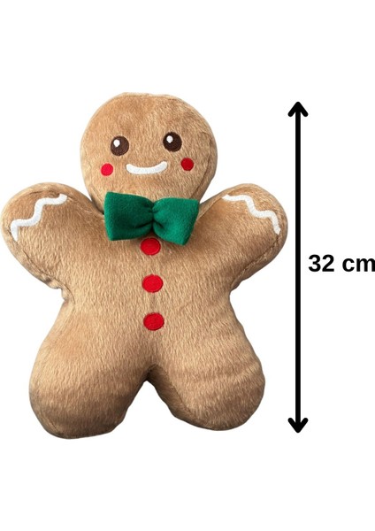 Kurabiye Adam Peluş Yastık, Uyku Arkadaşı Peluş, Yılbaşı Yeşil Papyon Kurabiye Adam 32 cm modelleri