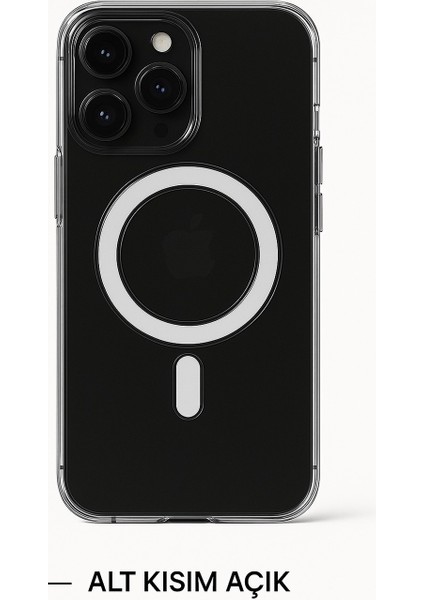 IPhone 13 Promax Magsafe Özellikli Sararmaz Sert Plastik (Mika) Alt Kısım Açık Lüks Kılıf modelleri