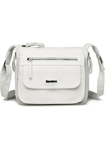 Yıkama Deri Postacı Askılı Kadın Çantası 21-K Barcelona 1934