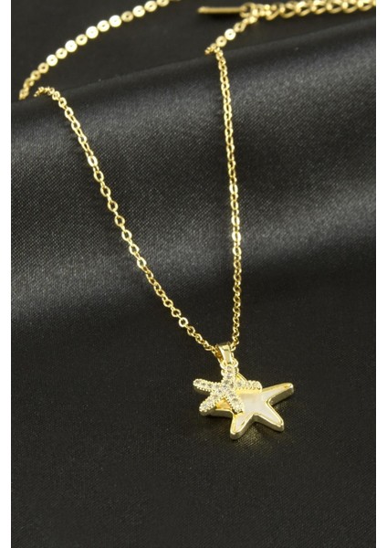 Yıldız Zirkon Taşlı Sedef Lüks Çelik Kolye fiyatları