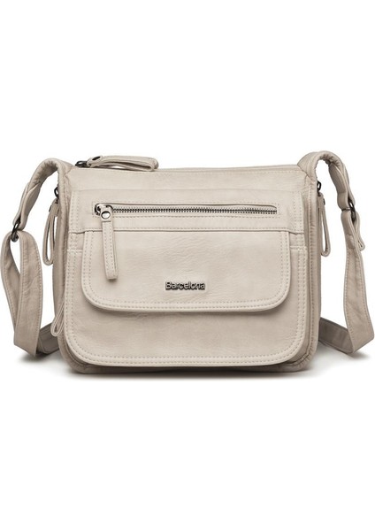 Yıkama Deri Postacı Askılı Kadın Çantası 21-K Barcelona 1934