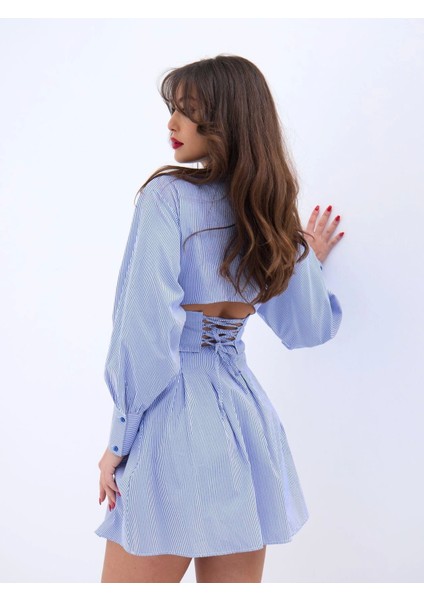 6558 Elbise-Mavi Beyaz Çizgili fırsatları