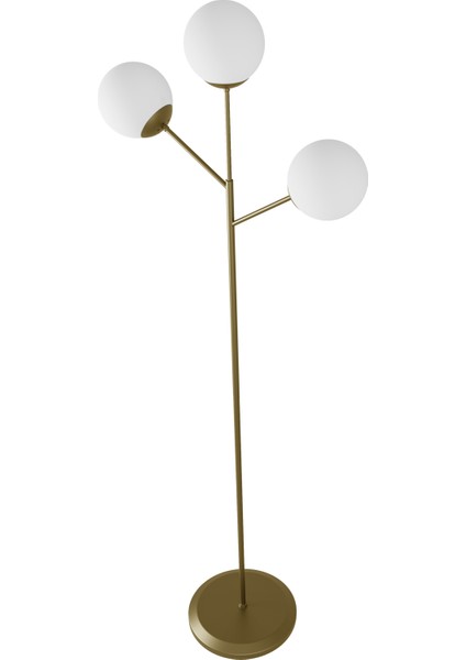 Loreva 3'lü Beyaz Cam Küre Lambader - Eskitme Metal Gövdeli Modern Yer Lambası fiyatları